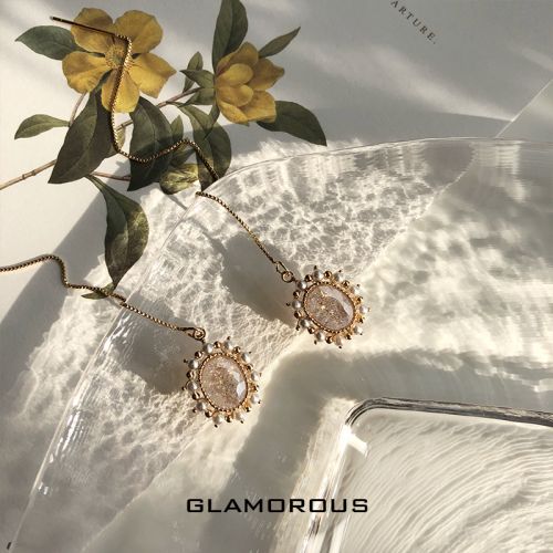 Boucles d'oreilles pendantes BAIHUA LANE en Alliage argent plaque or - Ref 3100518