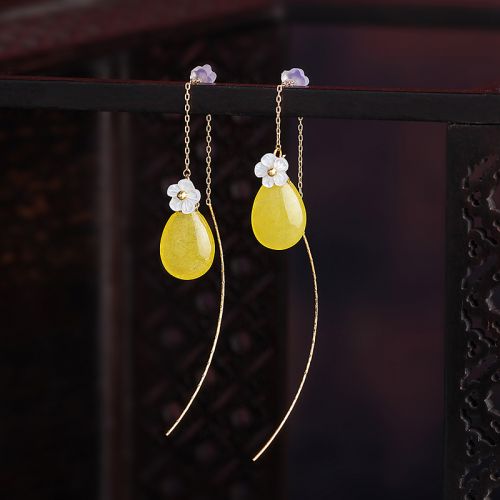 Boucles d'oreilles pendantes Femme en Alliage argent plaque or - Ref 3100539