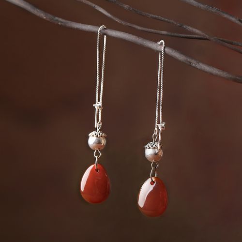 Boucles d'oreilles pendantes Femme en Cristal naturel pierre semi-precieuse - Ref 3100553