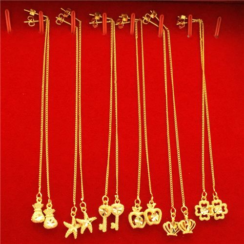 Boucles d'oreilles pendantes Femme en Alliage argent plaque or - Ref 3100627