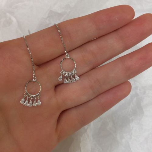 Boucles d'oreilles pendantes Argentée - Ref 3100646