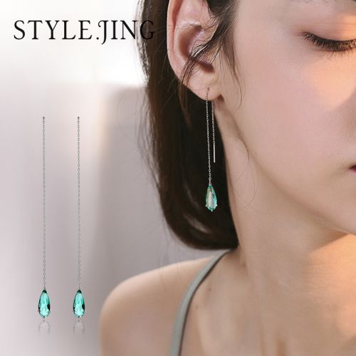 Boucles d'oreilles pendantes Femme STYLEJING en Zircone synthetique strass - Ref 3100683