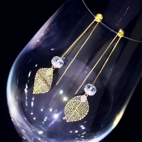 Boucles d'oreilles pendantes YING2 en Alliage argent plaque or - Ref 3100716