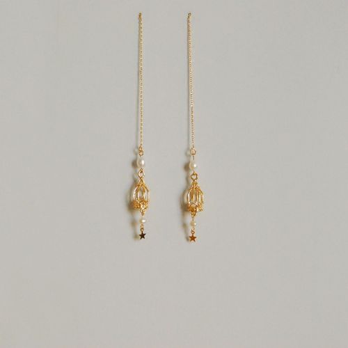 Boucles d'oreilles pendantes Femme en Alliage argent plaque or - Ref 3100822