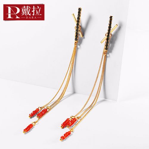 Boucles d'oreilles pendantes Femme DARA en Alliage argent plaque or - Ref 3100830