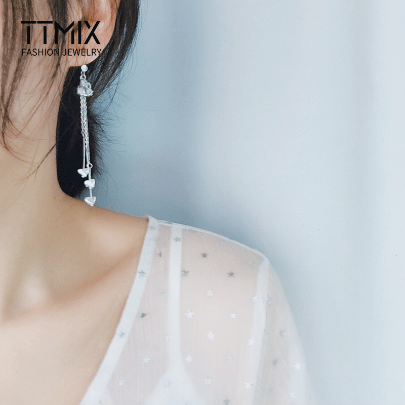 Boucles d'oreilles pendantes Femme TTMIX Argentée - Ref 3100948