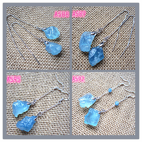 Boucles d'oreilles pendantes Femme en Cristal naturel pierre semi-precieuse - Ref 3100998