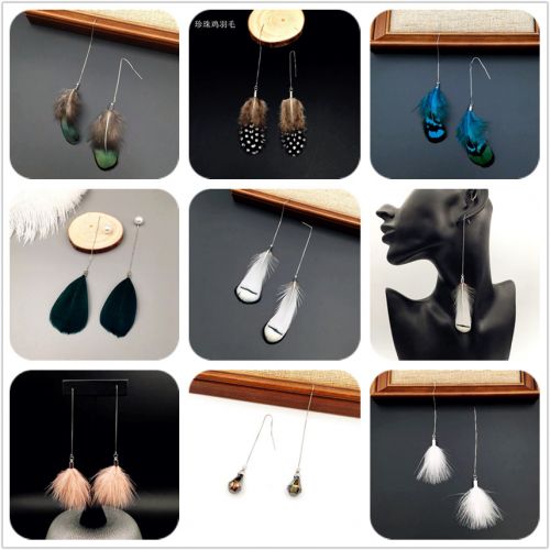 Boucles d'oreilles pendantes en Plume - Ref 3101029