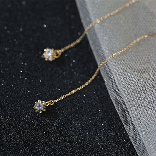 Boucles d'oreilles pendantes en Alliage argent plaque or - Ref 3101049