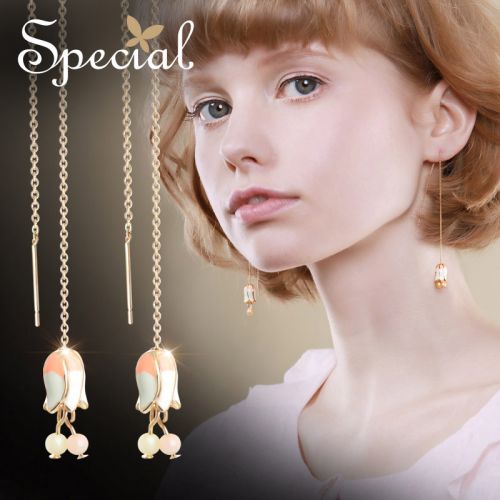 Boucles d'oreilles pendantes Femme SPECIAL en Alliage argent plaque or - Ref 3101065