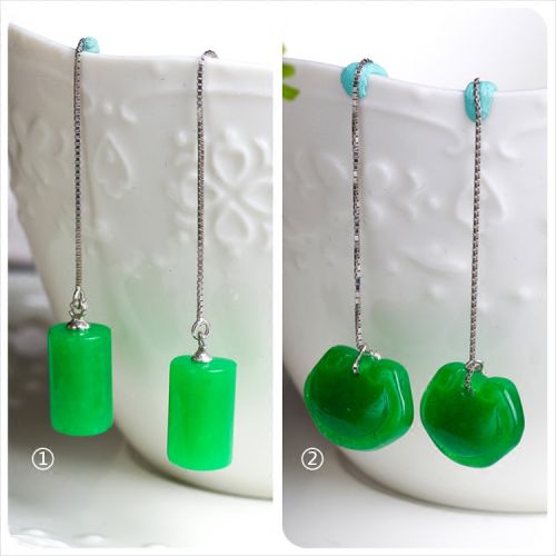 Boucles d'oreilles pendantes Femme en Manipulation du jade - Ref 3101126
