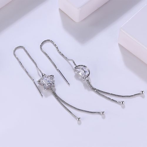 Boucles d'oreilles pendantes Femme en Alliage argent plaque or - Ref 3101311