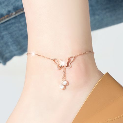 Bracelet de cheville Femme RIME SIMPLE Bijoux en Acier au titane - Ref 3101598