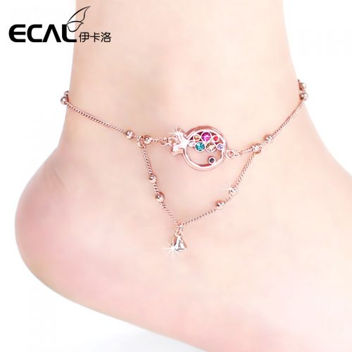 Bracelet de cheville Femme ECAL ICARLO en Alliage argent plaque or - Ref 3101713