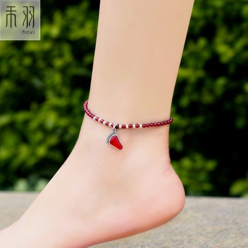 Bracelet de cheville Femme HOVI en Cristal naturel pierre semi-precieuse - Ref 3102539