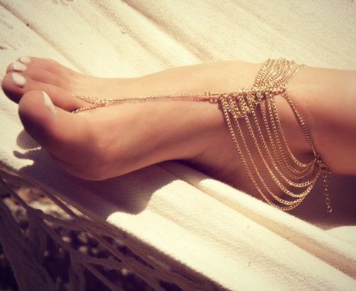Bracelet de cheville Femme en Alliage argent plaque or - Ref 3102792