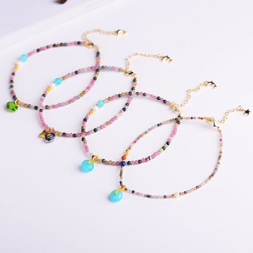 Bracelet de cheville Couple en Cristal naturel pierre semi-precieuse - Ref 3103080