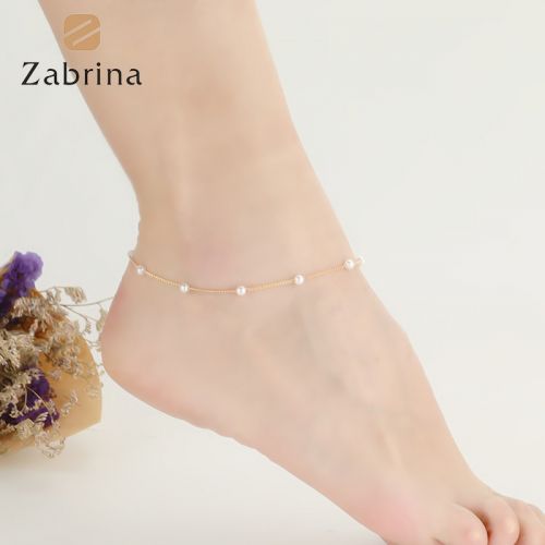 Bracelet de cheville Femme ZABRINA en Alliage argent plaque or - Ref 3103211
