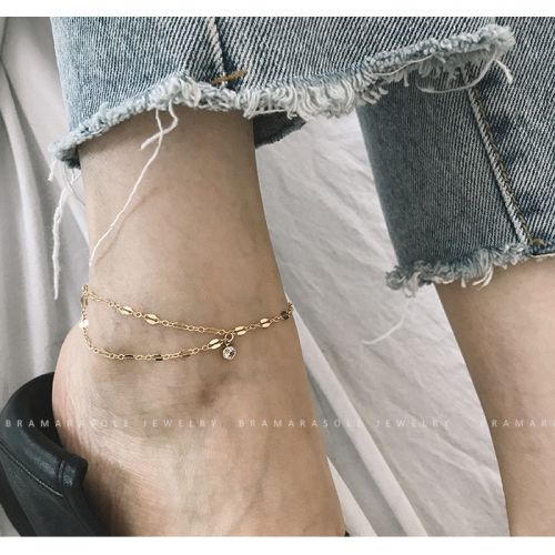 Bracelet de cheville Femme BAMA SURO en Alliage argent plaque or - Ref 3103638