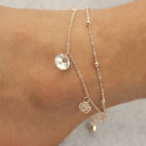 Bracelet de cheville Femme en Alliage argent plaque or - Ref 3103748