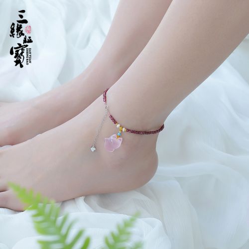 Bracelet de cheville Femme en Cristal naturel pierre semi-precieuse - Ref 3104156