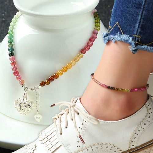 Bracelet de cheville Femme en Cristal naturel pierre semi-precieuse - Ref 3104356