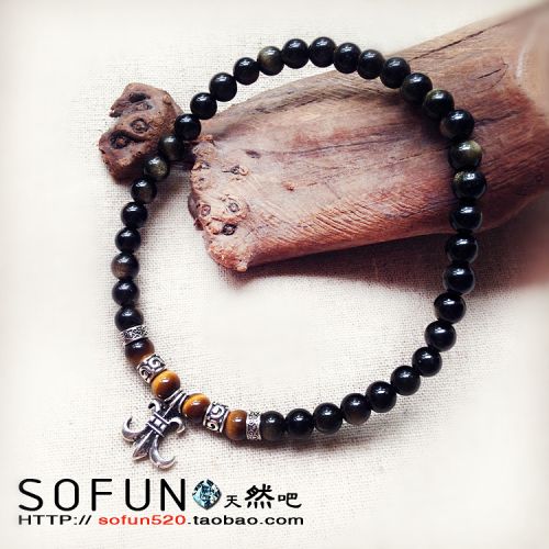 Bracelet de cheville Homme SOFUN SU FAN en Cristal naturel pierre semi-precieuse - Ref 3104491