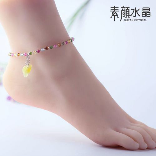 Bracelet de cheville Femme en Cristal naturel pierre semi-precieuse - Ref 3104941