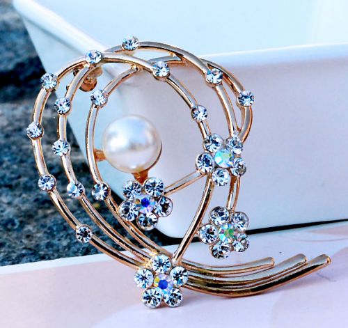 Broche femme YABEI en Alliage argent et plaqué or - Ref 1170550