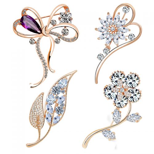 Broche femme en Alliage argent et plaqué or - Ref 1170831