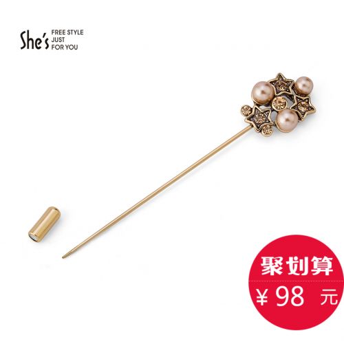 Broche femme SHES en Alliage argent et plaqué or - Ref 1171529