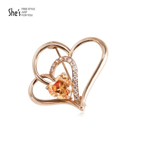 Broche femme SHES en Alliage argent et plaqué or - Ref 1171552