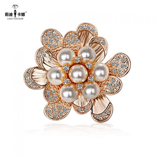 Broche femme LADY COLOUR en Alliage argent et plaqué or - Ref 1172095