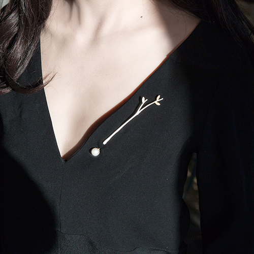 Broche femme en Alliage argent et plaqué or - Ref 1172271