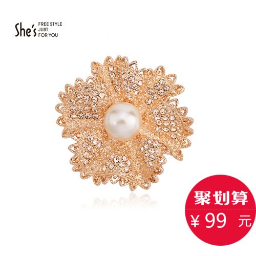 Broche femme SHES en Alliage argent et plaqué or - Ref 1172547