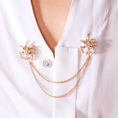 Broche femme en Alliage argent et plaqué or - Ref 1172576