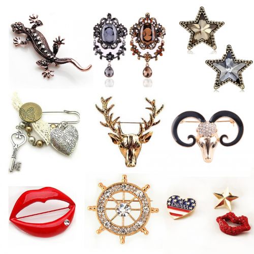 Broche Lovers en Alliage argent et plaqué or - Ref 1172837