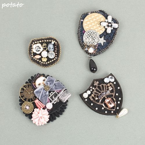 Broche femme POTATO en Alliage argent et plaqué or - Ref 1172886