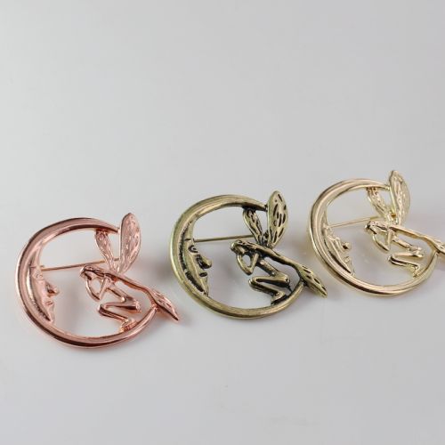 Broche Lovers en Alliage argent et plaqué or - Ref 1173653