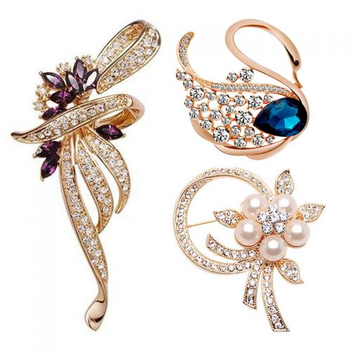 Broche Lovers en Alliage argent et plaqué or - Ref 1173763