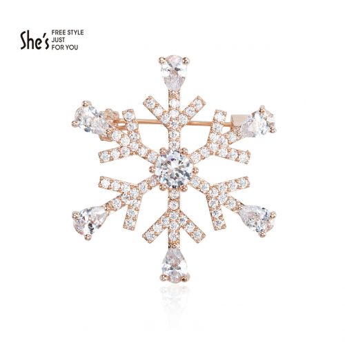 Broche femme SHES en Alliage argent et plaqué or - Ref 1174165