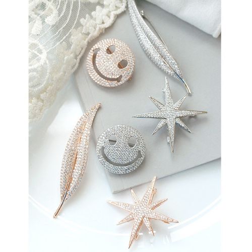 Broche femme AIIBABY en Alliage argent et plaqué or - Ref 1174358