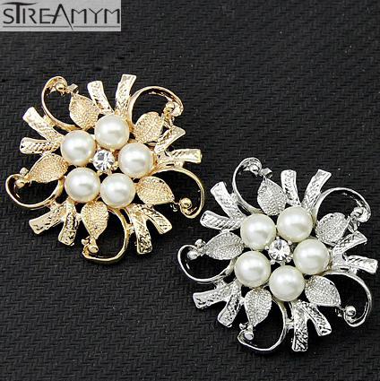 Broche femme en Alliage argent et plaqué or - Ref 1174432