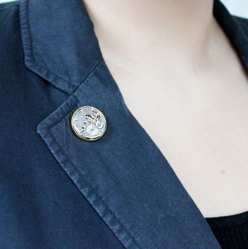 Broche Lovers en Alliage argent et plaqué or - Ref 1174465
