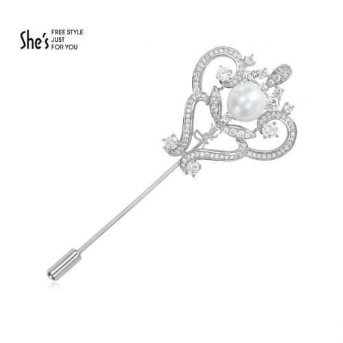 Broche femme SHES en Alliage argent et plaqué or - Ref 1174627