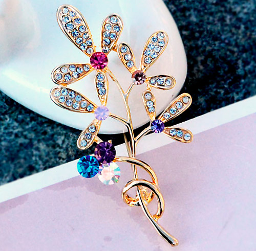 Broche femme YABEI en Alliage argent et plaqué or - Ref 1175370