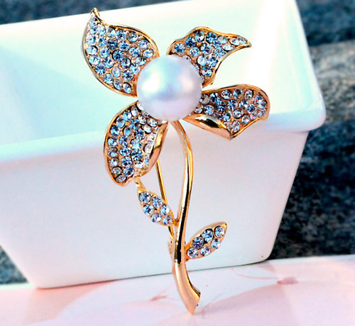 Broche femme YABEI en Alliage argent et plaqué or - Ref 1175551