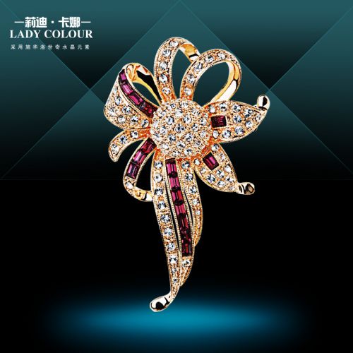 Broche femme LADY COLOUR en Alliage argent et plaqué or - Ref 1175646