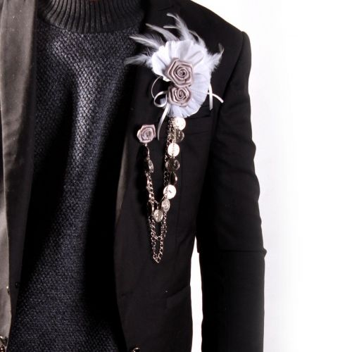 Broche homme en plume - Ref 1175859