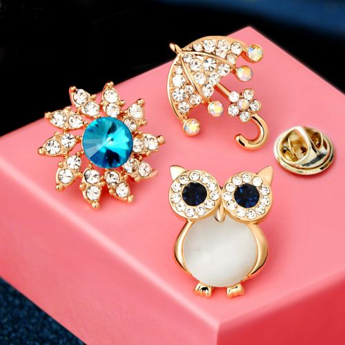 Broche Lovers en Alliage argent et plaqué or - Ref 1175914